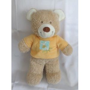 Doudou Peluche Ours Beige Tee-Shirt Jaune Orange Girafe Tex - Occasion