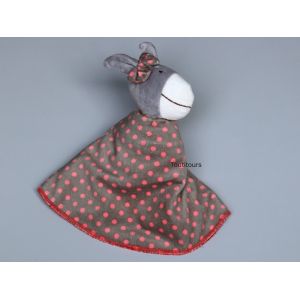 Doudou âne gris réversible bleu rose Vertbaudet - Occasion