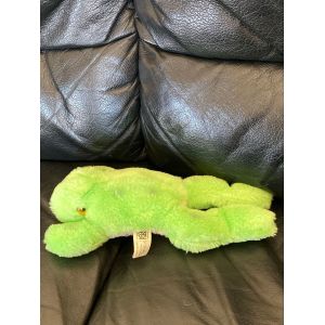 Doudou Peluche Grenouille Verte Et Noir Vintage Allong&eacute;e 25cm - Occasion