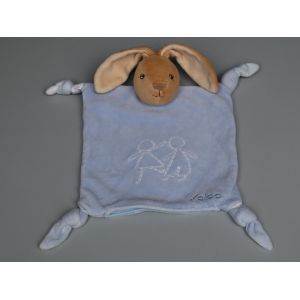 Doudou lapin plat Kaloo bleu enfants marionnette - Occasion