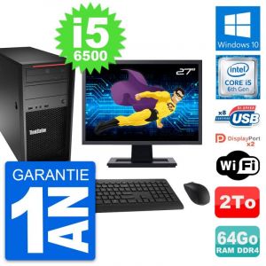PC Tour Lenovo P320 Ecran 27" Intel i5-6500 RAM 64Go Disque 2To Windows 10 Wifi - Occasion