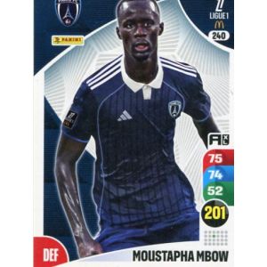 N&deg;240 M'Bow Moustapha Pfc Carte Jeu Adrenalyn Xl Ligue 1 2025-2026 - Occasion