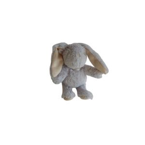 Doudou peluche lapin 22 cm gris comme neuf I2C - Occasion