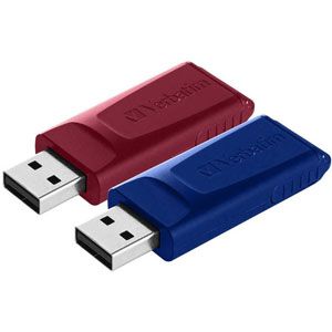 VERBATIM USB Slider 32Go (Pack de 2) - Rouge, Bleu - 49327