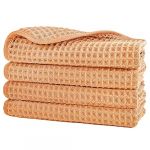 Polyte - 4 Serviettes pour Le Visage - en Microfibres - ne Peluche Pas - Tissu alvéolé - Orange - 33 x 33 cm (Polyte Store, neuf)