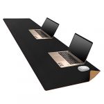 MAIDERN Tapis de Bureau Double Face en Cuir et liège 180 x 40cm, Grand Tapis de Souris, Sous-Mains bureau en Cuir PU imperméable, Sous Main Bureau pour le Bureau et la maison (Noir), SP-184BK (Maidern Cork  Leather Direct, neuf)