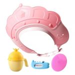 Salyeeluly Bonnet de bain, bonnet de bain | Chapeau à visière avec jauge de température de l'eau et tasse à shampoing - Casquette de sécurité avec brosse à shampoing pour la protection des yeux et des (salyenrory, neuf)