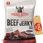 Viking Bites Beef Jerky Barbecue 400g (8 x 50 g) - Bœuf séché - En-cas à base de viande riche en protéines (Dautrade, neuf)