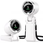 Ventilateur Portable, Turbo Haute Vitesse, 5 Vitesses avec Affichage LED, Moteur Puissant, 4 000 mAh, Rechargeable par USB, pour Activités de Plein Air, Voyages, Travail, Blanc (TECH COVER SRL, neuf)