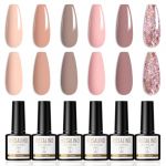 ROSALIND Vernis Semi Permanent Rose Pale Paillet&eacute; Nude Vernis Gel UV Semi Permanent 6 Couleurs 8ml UV LED Gel Nail Polish Soak Off Vernis &agrave; Ongles Gels Semi-Permanents (MEISITEMAOYI, neuf)