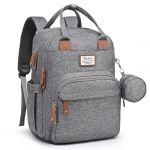 RUVALINO Sac à dos à langer Grand sac à dos à langer avec sac multifonctionnel pour bébé et matelas à langer mobile - Porte-sucette - pour maman et papa (Gris), Taille unique (RUVALINO, neuf)