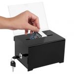 Boîte de Dons en Acrylique, Boîte de Dons en Acrylique Verrouillable, Boîte de Dons, Boîte à Suggestions, avec Autocollants, avec Clé Noire, pour les Cartes de Visite, les Votes, Noir (TZMH Eur, neuf)