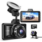 AZDOME M01 Pro Dashcam Voiture Avant Arri&egrave;re, Full HD 1080P Cam&eacute;ra Embarqu&eacute;e Voiture avec Carte SD 64G,Camera Voiture,Vision Nocturne,G-Capteur,Mode Stationnement 24H,Enregistrement en Boucle (AZDOME-FR, neuf)