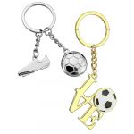 TPZORJX 2 Pi&egrave;ces Porte-Cl&eacute;s de Football,Pendentif de Football en Acier Inoxydable,Personnalis&eacute; Porte Clef,Cadeau pour Hommes,Adultes,Enfant Porte-cl&eacute;s M&eacute;tal pour Fan Sport(Or,Argent) (Sunlaxy OU, neuf)