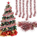 Shyllin Guirlande de Guirlandes de Noël, Lot de 6 Guirlandes Tinsel Brillante de 2 m, Décorations Brillantes, Adaptée Aux Décorations de Noël, de Mariage et de Centre Commercial (Rouge Argent) (XFJIN243, neuf)