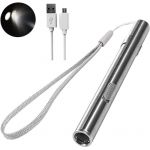 KEWAYO Mini lampe de poche LED &eacute;tanche en acier inoxydable USB rechargeable Mini lampe de poche LED Handy lampe de poche LED avec clip + c&acirc;ble USB (KEWAYO DIRECT, neuf)