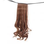 VICASKY Perruque Queue de Cheval Longue Bouclée Synthétique avec Cordon Ajustable Extensions de Cheveux Ondulés Marron (Micanties, neuf)