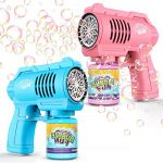 PANAMALAR Panacare 2pcs Pistolets &agrave; Bulles,Machine &agrave; Bulles Savon Enfants 4000+Bulles/Minute Solution Bulles Savon,Machine Bulles Jouet Bulles Cadeau Enfant/Anniversaire/f&ecirc;te HLLFR-AL2026 Bleu/Rose (Panamalar EU Store, neuf)