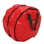 ZJchao Sac de Rangement de Couronnes de Noël étanche à Double Couche, Récipient de Vacances Rouge, Protège de la Rupture et de la Poussière, Facile à Transporter, Matériau PE Premium, (Betued, neuf)
