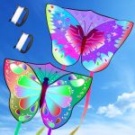 Lubibi 2PCS cerf-Volant pour Enfants et Adultes,cerf Volant Enfant,Cerf-Volant Papillon,avec Ficelle et poignée,pour Les Enfants et Les Adultes Facile à Piloter,100 * 72CM-avec Longue Queue de 145 CM (ADMIRAL POWER LIMITED, neuf)