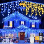 Auniq Rideau Lumineux Ext&eacute;rieur 5M 216 LED avec t&eacute;l&eacute;commande, Guirlande Lumineuse Noel IP44 &eacute;tanche 11 Modes Lumi&egrave;res de gla&ccedil;ons lumi&egrave;res de f&eacute;es de No&euml;l avec 5m c&acirc;ble pour Balcon (Bleu & Blanc Chaud) (Ertisa, neuf)