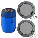 WUSJCOF Filet Anti-Moustique pour R&eacute;cup&eacute;rateur d'Eau de Pluie 2 Pi&egrave;ces, Couvercle de Tonneau Ajustable, Filet de Protection contre Feuilles et Larves de Moustiques, Filet de Protection 95cm (NAROU DUTEN, neuf)