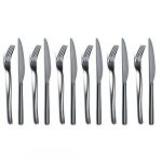 Ensemble De Couteaux &agrave; Steak Noirs 12 Pi&egrave;ces, 6 Fourchettes &agrave; D&icirc;ner Et 6 Couteaux &agrave; D&icirc;ner En Acier Inoxydable De Qualit&eacute; Sup&eacute;rieure, Lavables Au Lave-vaisselle (Noir Brillant) (Gudingdang, neuf)