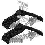 SONGMICS Cintres pour Pantalons, Lot de 20, en Velours, Longueur 42,5 cm, avec Pinces Réglables, Antiglisse, Gain de Place, pour Pantalons, Manteaux, Robes, Noir CRF012B20 (SONGMICS HOME FR, neuf)