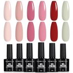 TOMICCA Vernis Semi Permanent Kit, 6 couleurs Rose Nude Rouge Vernis Gel UV, Soak-Off Vernis à ongles UV/LED Gel Cadeau pour salon de manucure DIY Home, 8ML (EU Must Win, neuf)