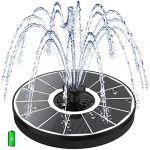 SZMP 3.5W Fontaine Solaire avec Batterie 2000mAh, 2025 Upgrade Solaire Flottant Extérieur Fontaine Pompe Bassin Solaire avec 8 Buses & 4 Tiges Fixes pour Bain d'oiseaux, Piscine, Jardin Fontaine (SZMP, neuf)