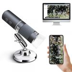 Ninyoon Microscope WiFi 4K pour iPhone Android 50 &agrave; 1000X USB num&eacute;rique sans Fil Super HD Endoscope cam&eacute;ra pour Tous iPhone iPad Android t&eacute;l&eacute;phones cellulaires Tablette Windows Mac Chrome Linux, Gris (Ninyoon, neuf)