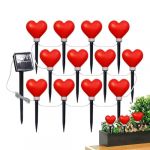 Lumières solaires en forme de cœur pour l'extérieur,Lumières solaires sur piquet en forme de cœur rouge | Décoration extérieure de la Saint-Valentin avec lumière LED en forme de coeur pour jardin pays (nansyuto, neuf)