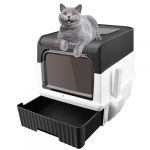 Bac à Litière pour Chat Grand Volume avec Pelle, Caisse et Déodorant (49 * 37 * 35cm, Noir) (深圳市雪域宝藏商贸有限责任公司, neuf)