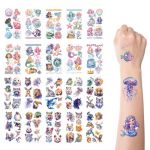 Lot de 20 feuilles de tatouages temporaires pour enfants, avec aquarelle, animaux et paillettes, tatouages sir&egrave;ne, faciles &agrave; coller, pour gar&ccedil;ons et filles, pour f&ecirc;tes et f&ecirc;tes (Handikraf, neuf)