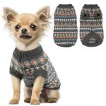 Hjumarayan Pull Chien Petite Taille - Pull Noel Chien Stretch Sweat avec Col Rond, Finition Bord C&ocirc;tes, Pull-Overs Chaud pour Chihuahua Yorkshire, Vetement Epais pour Automne Hiver (Gris S) (Hjumarayan, neuf)