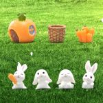 KSJEHW 7pcs Mini Lapin en Résine, Petits Lapin Miniature Résine Figurine Lapin Miniature Mini pour Artisanat Maison Jeu de Farce Maison de Poupée Projet Scolaire Forêt Pâturages (wangwenqingouzhoudianpu, neuf)