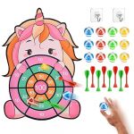 Vicloon Jeu de Fl&eacute;chettes pour Enfants, Cible de Fl&eacute;chettes Licorne Cadeaux Pliable avec 12 Balles Collantes 8 Fl&eacute;chette et 2 Crochets pour Gar&ccedil;ons et Filles de 3 &agrave; 12 Ans (BEST-SELLER5, neuf)