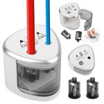 Sacapuntas Eléctrico, Sacapuntas Eléctrico y con Pilas para Niños Sacapuntas Automático Inalámbrico para la Escuela, el Hogar, la Oficina, el Aula y más, Seguro para Niños argenté (PERSEFONI STOR, neuf)