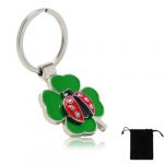 PYEUIFT Porte Clef Cadeau Femme Anniversaire, Porte Bonheur Tr&egrave;fle Coccinelle Porte Cl&eacute; Auto Argent 3.5x3.5cm Pour Petite Amie Meilleure Amie Amie (tulan4820208, neuf)