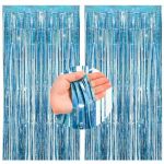 CC wonderland zone 2 Pièces Bleu Clair Brillant Rideau Métallique Frange(1m x 2.5m) Rideau Paillette pour Photo de Décoration Scintillante (CCWonderland, neuf)