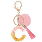 MWOOT Nom Lettre initiale C Porte-clés, Rose Porte-clés pour Femme, Charmes en Résine Pour Clé Porte Clef Voiture Décor Sac à main (vetpw, neuf)