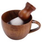 Pongnas Brosse et Bol &agrave; Raser pour Hommes, Kit de Toilettage avec Bois de Jujube et Poils en Nylon pour Voyages et Voyages D'affaires (Beiyizhu, neuf)
