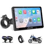 Carpuride W712D Moto Carplay &Eacute;cran avec 1080P HD Doubles Cam&eacute;ras, sans Fil CarPlay et Android Auto, 7" &Eacute;tanche &Eacute;cran Tactile, BT Audio, Filaire Contr&ocirc;leur, Boucle Enregistrement, Navigation. (lutuo, neuf)