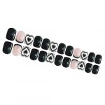 Lot de 24 faux ongles carrés courts en acrylique à coller sur la Saint-Valentin Motif cœur Noir Blanc (Asjcj, neuf)