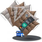 LILENO HOME Lot de 6 coussins de chaise réversibles, marron, 40 x 40 x 6 cm, à rayures, pour chaise de jardin, cuisine ou salle à manger, pour l'intérieur et l'extérieur, Linda Fumé (Discount-Deal24, neuf)