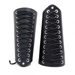 GORGECRAFT 2PCS Cuir Bracer Gauntlet Bracelet Médiéval Armure Viking Poignet Bande Gardes Bras Garde Tir à l'arc Boucle Brassards Unisexe Cuir Poignets Brassard Bijoux Costume Kit pour Hommes (Noir) (GORGECRAFT FR, neuf)