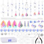 OFFCUP Attrape Soleil, 200pcs Attrape-Soleil en Cristal, Perle de Verre Prisme Arc-en-Ciel en Cristals Suspendu Suncatcher Pendentif Soleil Cristals pour fenêtre Maison Jardin fête-Argent (BEST-SELLER5, neuf)