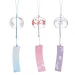 BENECREAT 3 pièces Carillons Éoliens Japonais Rose/Bleu/Violet Cloches à Vent en Verre Pendentifs Faits à la Main pour Cadeau d'anniversaire et Décoration de la Maison (BENECREAT FR BOUTIQUE, neuf)