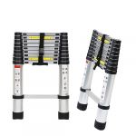 Tubiaz Échelle télescopique 2,6 m, antidérapante Polyvalente, Interrupteur de sécurité Multi-Niveaux, échelle télescopique en Aluminium, Charge maximale : 150 kg, Argent, 2.6M (BIGBIGDUCK, neuf)