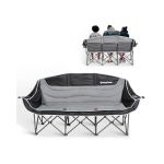 KingCamp Chaise de Camping Pliante pour 3 Personnes, Charge Max 450 kg, Fauteuil de Canapé Pliable 3 Places Confortable, XXXL Trois Chaise Canapé Rembourré pour Camping Plage Jardin, Noir/Gris (KingCamp EU, neuf)